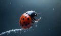 Ladybug on Dewy Stem Royalty Free Stock Photo