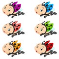 Ladybug with different facial expressions and different color