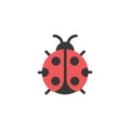 Ladybug. Flat color icon. Animal vector illustration