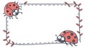 Ladybug & Floral Vines Frame - Cute Border Design for Kids, vector design Generative AI Royalty Free Stock Photo