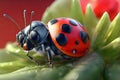 Ladybug on flower close up view