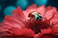 Ladybug flower daisy macro small blossom nature insect bug red ladybird Royalty Free Stock Photo