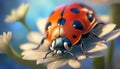 Ladybug on a flower. Ladybird close-up. AI generated