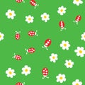 Ladybug and flowers seamless pattern Royalty Free Stock Photo