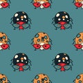 Ladybug funky seamless pattern Royalty Free Stock Photo