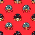 Ladybug funky seamless pattern