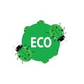 Ladybug green art eco vector