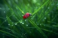 Ladybug green leaf. Generate Ai Royalty Free Stock Photo