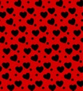 Ladybug hearts and dots seamless pattern, ladybird bug polka dot print for textile, fashion, scrapbook paper, wallpaper. Black