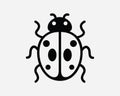 Ladybug Icon Lady Bug Insect Beetle Fly Cartoon Top View Design Natural Wild Animal Wildlife Shape Sign Symbol EPS Vector
