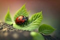 Ladybug insect closeup macro. Generative AI Royalty Free Stock Photo