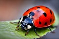 Ladybug insect closeup macro. Generative AI Royalty Free Stock Photo