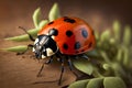 Ladybug insect closeup macro. Generative AI Royalty Free Stock Photo