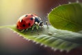 Ladybug insect closeup macro. Generative AI Royalty Free Stock Photo
