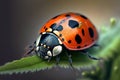 Ladybug insect closeup macro. Generative AI Royalty Free Stock Photo