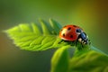 Ladybug insect closeup macro. Generative AI Royalty Free Stock Photo