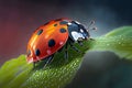 Ladybug insect closeup macro. Generative AI Royalty Free Stock Photo