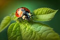 Ladybug insect closeup macro. Generative AI Royalty Free Stock Photo
