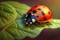 Ladybug insect closeup macro. Generative AI Royalty Free Stock Photo