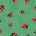 Ladybug or lady beetle seamless pattern print Royalty Free Stock Photo