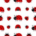 Ladybug Ladybird icon set. Baby collection. Funny insect. Seamless Pattern Wrapping paper, textile template. White background. Fla Royalty Free Stock Photo