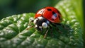 ladybug leaf macro beautiful spring wildlife green bright Royalty Free Stock Photo