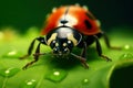 Ladybug on leaf close up photo