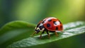 ladybug on a leaf macro beautiful spring color Royalty Free Stock Photo