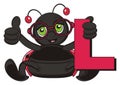 Ladybug with letter L Royalty Free Stock Photo