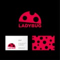 Ladybug logo. Kids Club logo. Flat icon of ladybug. The business card and the pattern.