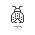 ladybug outline icon. isolated line vector illustration from animals collection. editable thin stroke ladybug icon on white