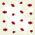 Ladybug pattern, on Gray splash background