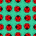 Ladybug pattern seamless. bug background cartoon style. Children cloth texture Royalty Free Stock Photo