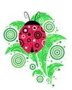 Ladybug and plants design digital drawing