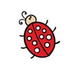 Ladybug with a red back and a crawling pattern. Vector illustration of a beetle with dots, a useful or harmful insect Royalty Free Stock Photo