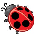 Ladybug red with black dots, cartoon illustration, isolated object on a white background, vector illustration Royalty Free Stock Photo