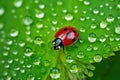 a ladybug resting on a vibrant green clover leaf