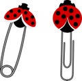 Ladybug Safety Pin and Clip Royalty Free Stock Photo