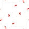 Ladybug seamless pattern. Ladybugs fly on a white background