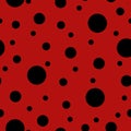 Ladybug seamless pattern with red background and black spots. Vector illustrtaion Royalty Free Stock Photo