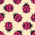 Ladybug seamless pattern. Vector illustration.