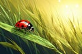 ladybug sit on blade of grass Royalty Free Stock Photo