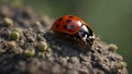 A Ladybug on a Rough Bark Surface Royalty Free Stock Photo