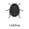 Ladybug vector black icon. Vector illustration pest insect ladybug on white background. Isolated black illustration icon Royalty Free Stock Photo