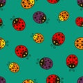 Ladybug.Vector seamless pattern. Royalty Free Stock Photo