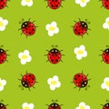 Ladybug.Vector seamless pattern. Royalty Free Stock Photo