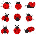 Ladybugs clip art collection Royalty Free Stock Photo