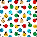 Ladybugs in colors seamless pattern