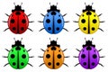 Ladybugs in Different Colors Isolated