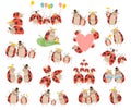 Ladybugs families set. Parents and kids of cute funny insects cartoon vector illustration Royalty Free Stock Photo